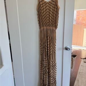 Karina Grimaldi Tan Beaded Maxi Dress